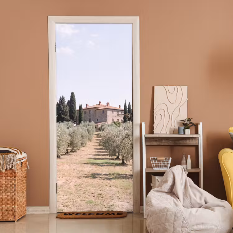 Door sticker - Country house - olive tree - orchard - Landhuis - olijfboom - gaard deurposter klein