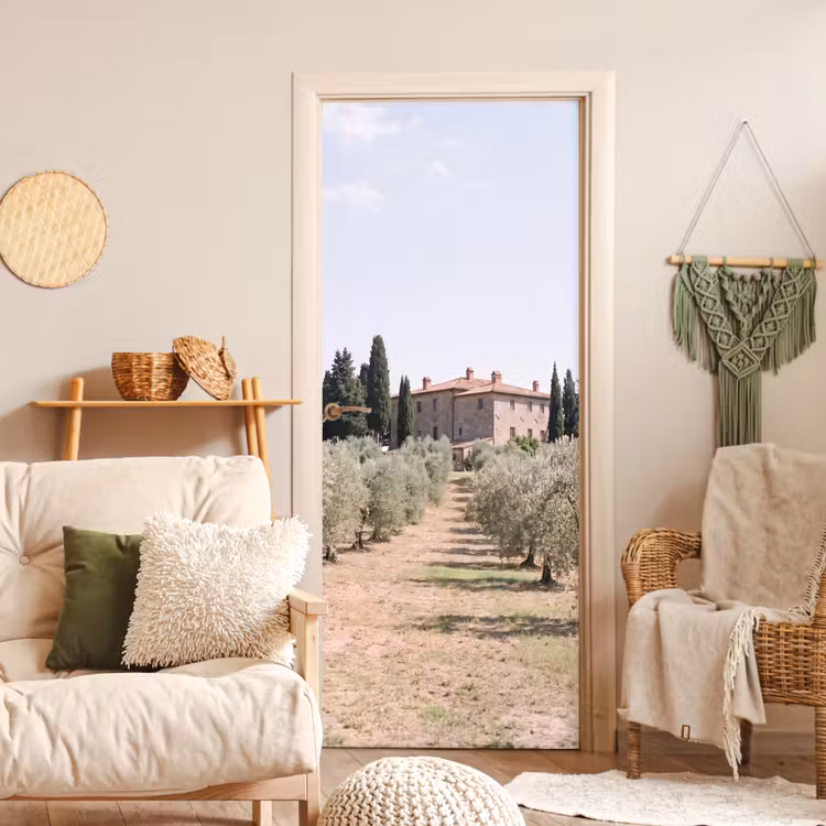 Door sticker - Country house - olive tree - orchard - Landhuis - olijfboom - gaard deurposter klein