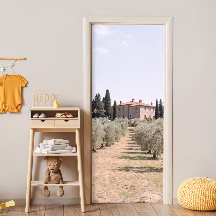 Door sticker - Country house - olive tree - orchard - Landhuis - olijfboom - gaard deurposter klein