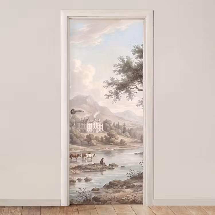 Landhuis - Rivier - Vee deurposter klein -3d_beige