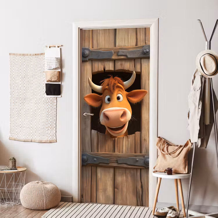 Koe - Bruin - Boerderij - Schuur - Raam deurposter klein -sfeer6