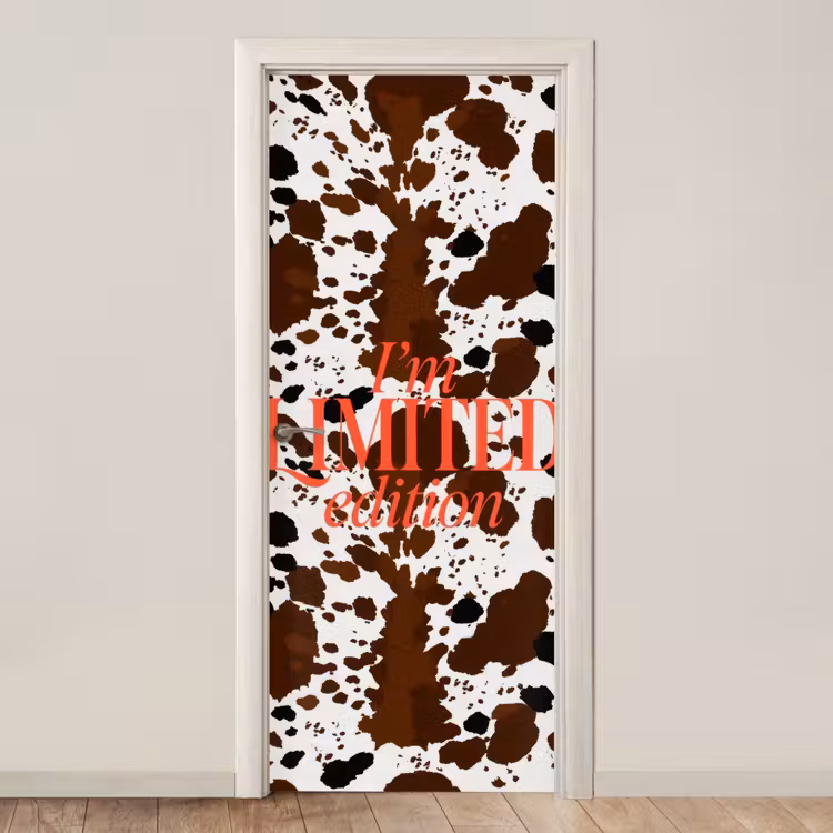 Koeienprint - Limited edition - Rood deurposter klein -3d_beige