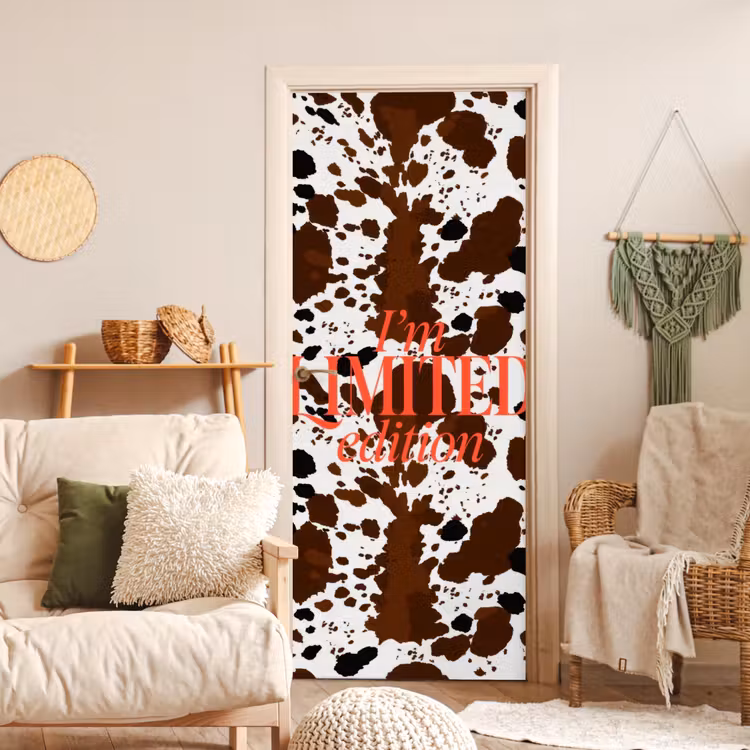Koeienprint - Limited edition - Rood deurposter klein -sfeer2