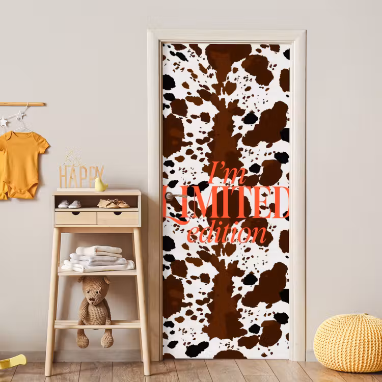 Koeienprint - Limited edition - Rood deurposter klein -sfeer4