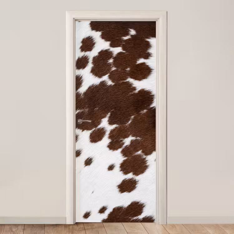 Koeienhuid - Klassiek - Bruin deurposter klein -3d_beige