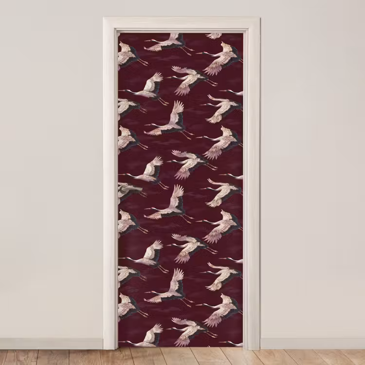 Kraanvogels - Klassiek - Bordeaux deurposter klein 289 -3d_beige