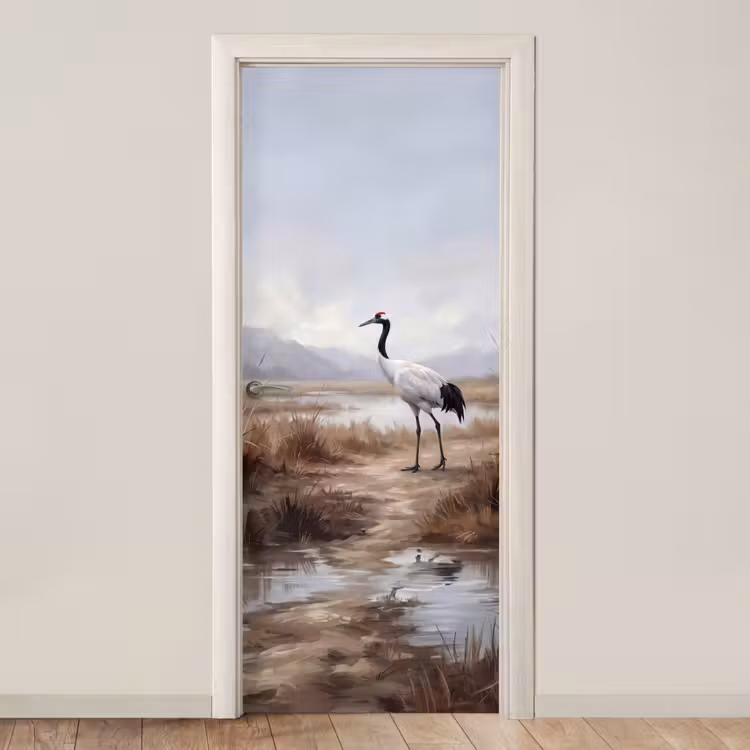 Kraanvogel - Natuur - Realistisch deurposter klein -3d_beige
