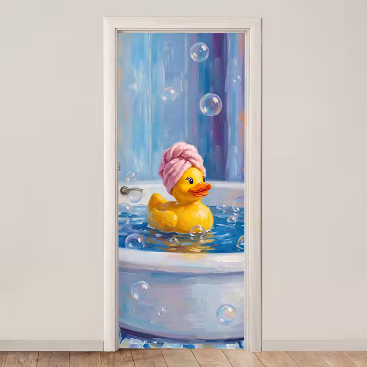 Creatief - Badeend - Kleurrijk deurposter klein -3d_beige