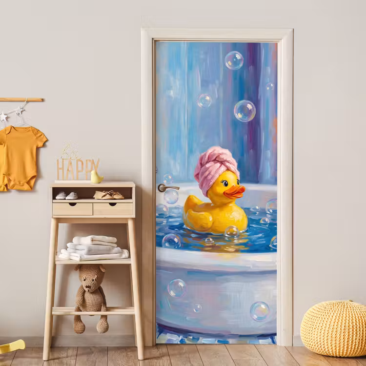 Creatief - Badeend - Kleurrijk deurposter klein -sfeer4