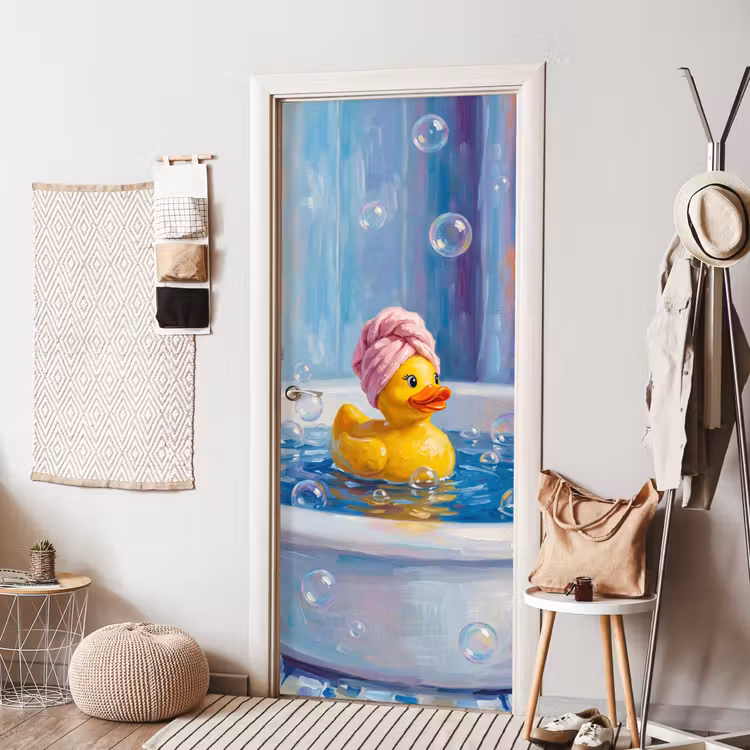 Creatief - Badeend - Kleurrijk deurposter klein -sfeer6