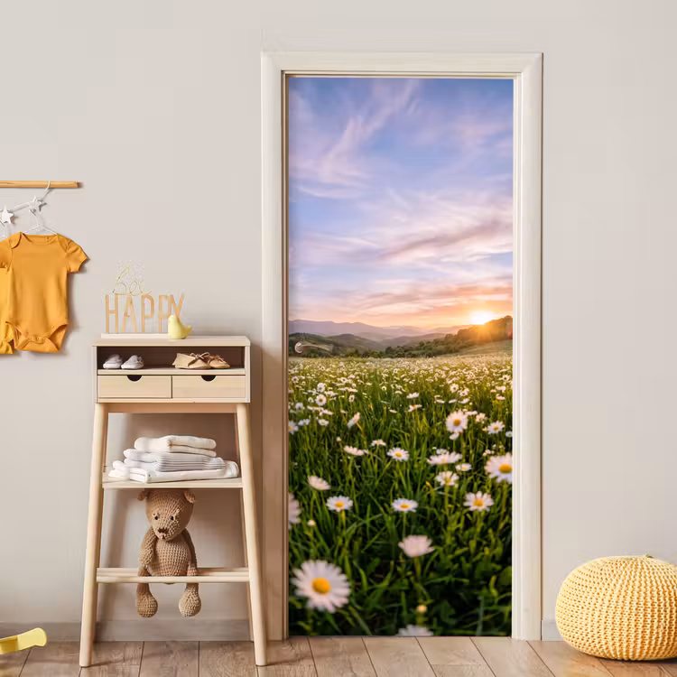 Madelief - Veld - Heuvels - Groen deurposter klein -sfeer4