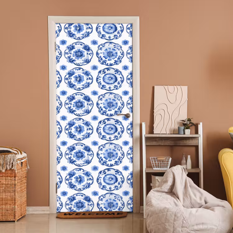 Sierborden - Bloemen - Blauw deurposter klein 289 -sfeer1