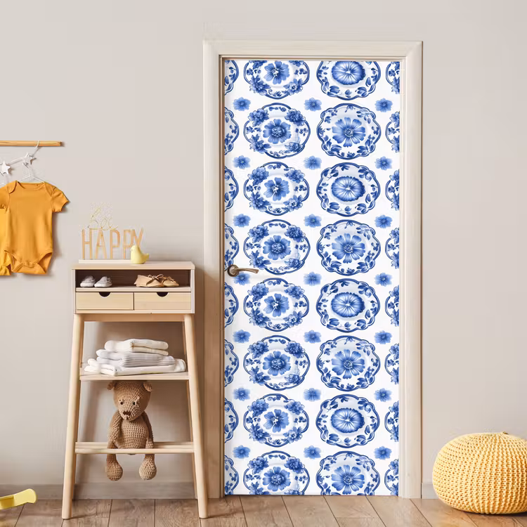 Sierborden - Bloemen - Blauw deurposter klein 289 -sfeer4