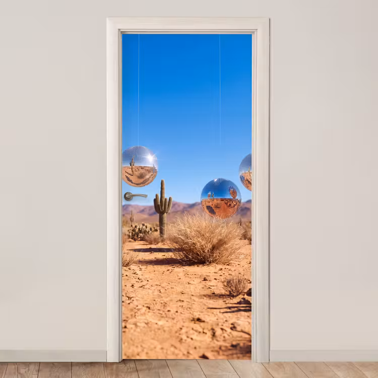 Door sticker - Desert - Mirror Ball - Art - Woestijn - Spiegelbal - Kunst deurposter klein