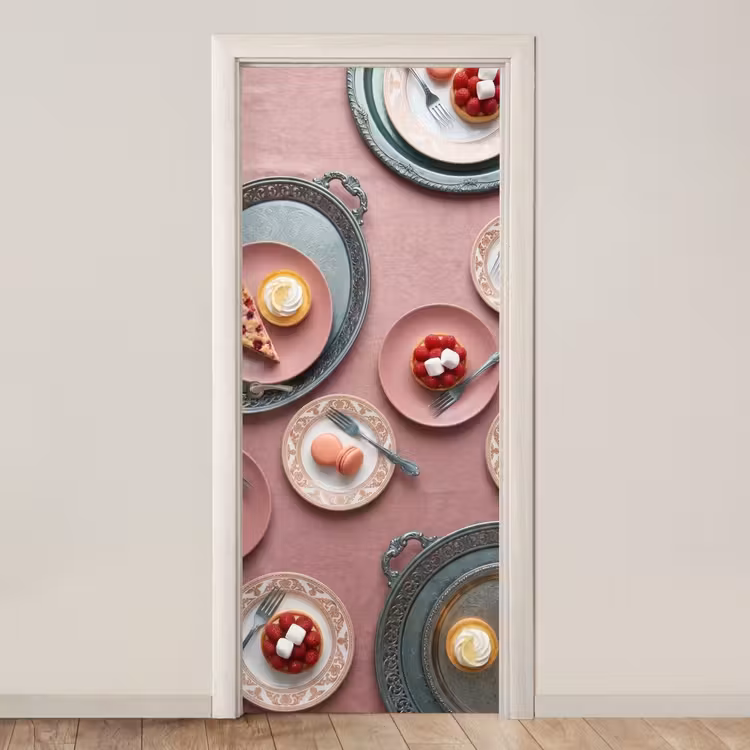 Dessert - Taart - Gebak - Zoet - Roze deurposter klein -3d_beige