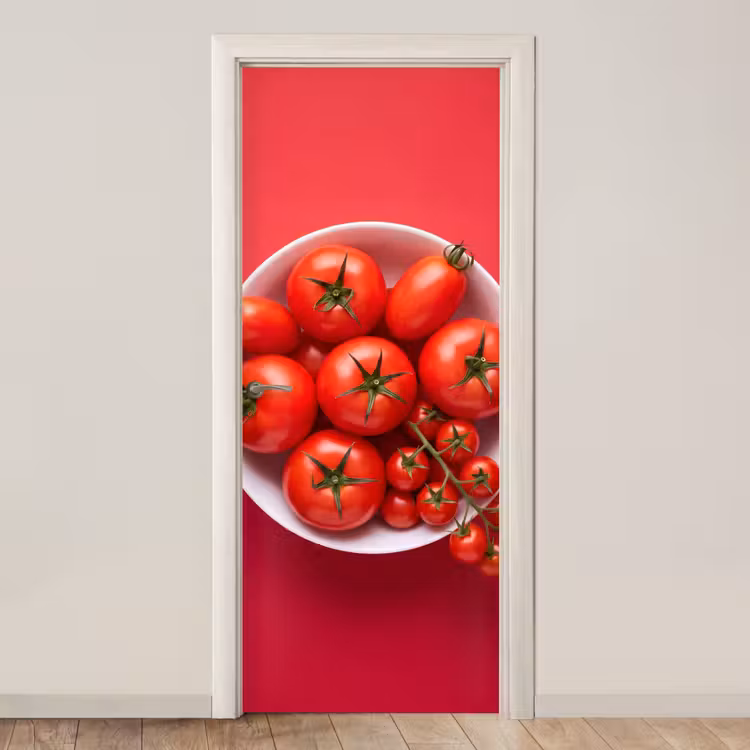 Door sticker - Dinner Plate - Red - Eten - Kom - Rood deurposter klein