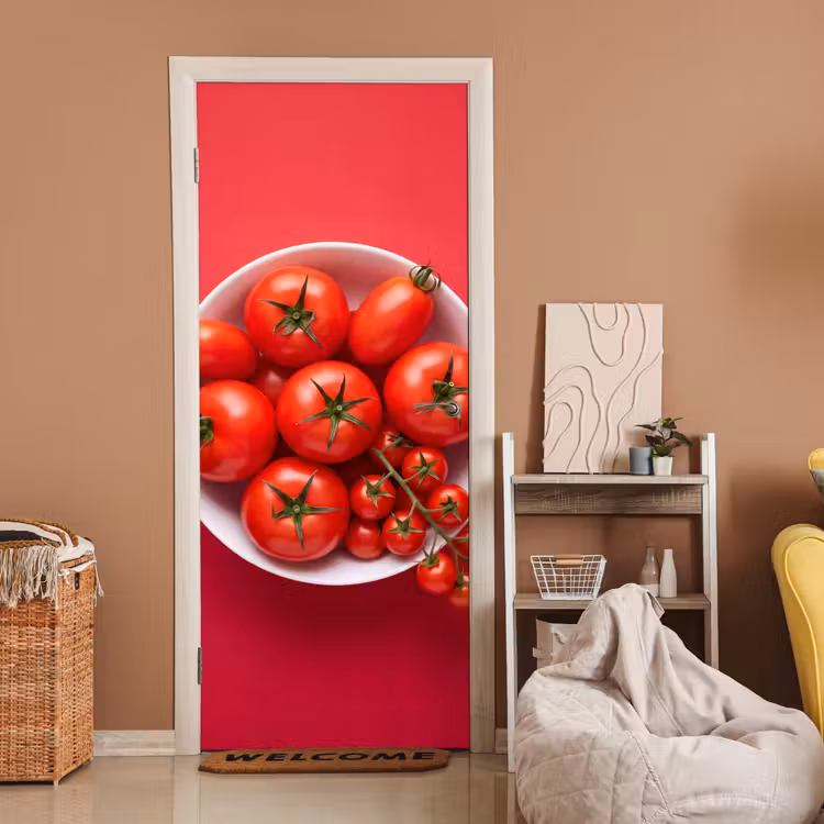 Door sticker - Dinner Plate - Red - Eten - Kom - Rood deurposter klein