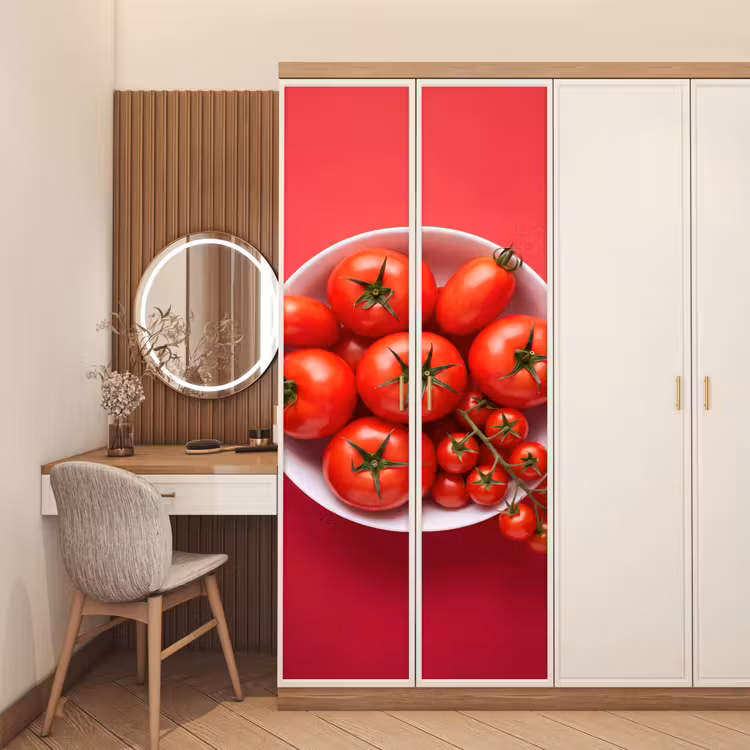 Door sticker - Dinner Plate - Red - Eten - Kom - Rood deurposter klein
