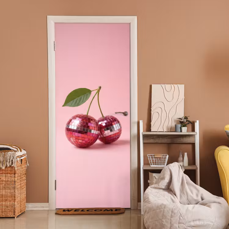 Disco - Kersen - Roze deurposter klein -sfeer1