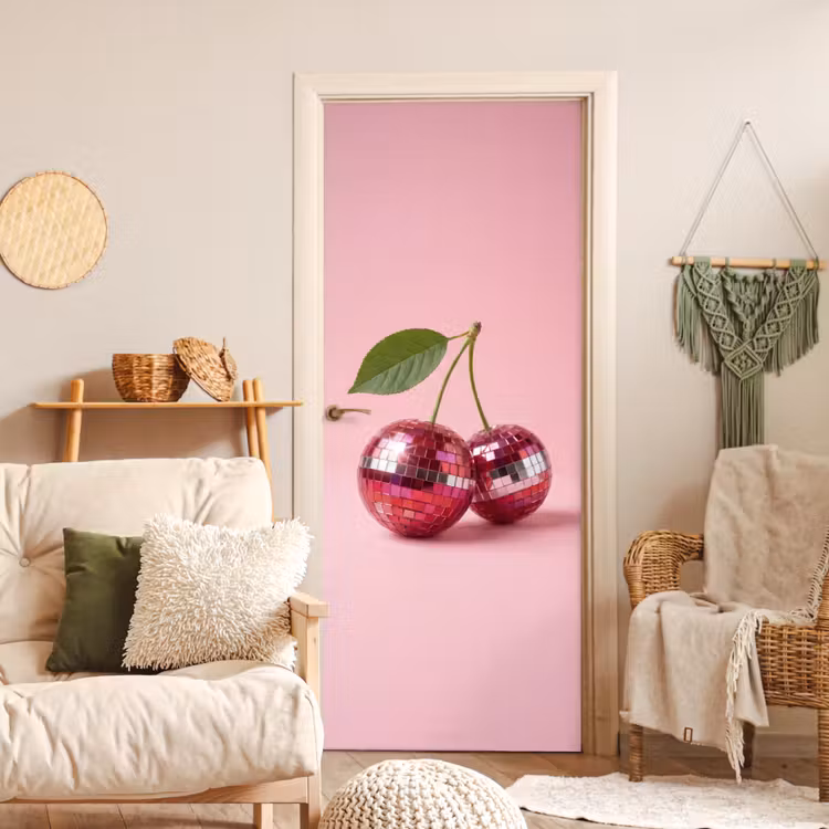 Disco - Kersen - Roze deurposter klein -sfeer2