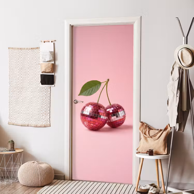 Disco - Kersen - Roze deurposter klein -sfeer6