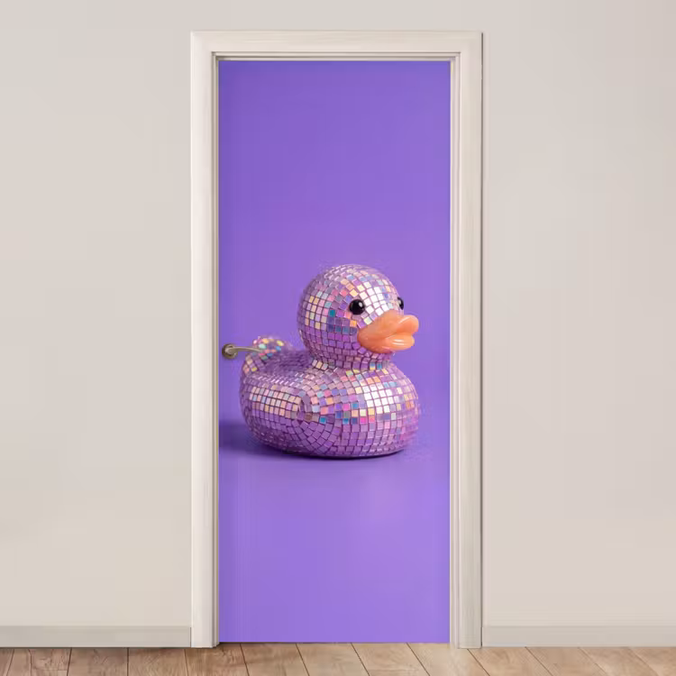 Disco - Eend - Paars deurposter klein -3d_beige