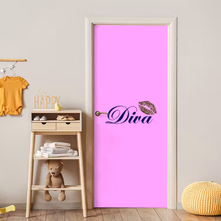 Diva - Lip - Panterprint - Roze deurposter klein -sfeer4