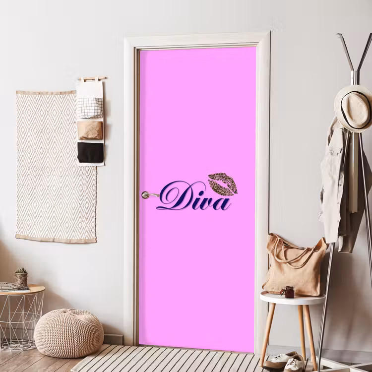 Diva - Lip - Panterprint - Roze deurposter klein -sfeer6