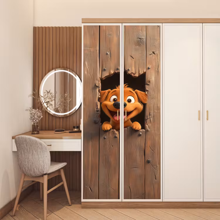 Hond - Dieren - Animatie - Hout - Modern deurposter klein -sfeer3