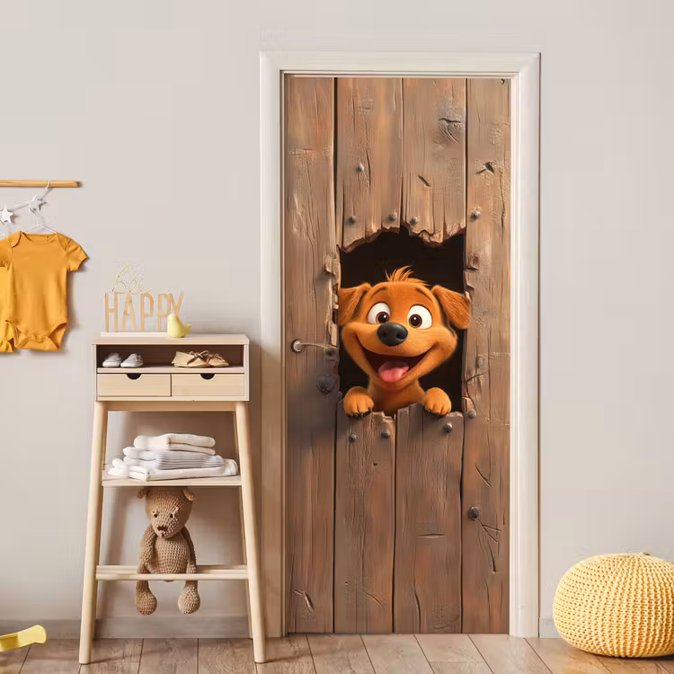 Hond - Dieren - Animatie - Hout - Modern deurposter klein -sfeer4