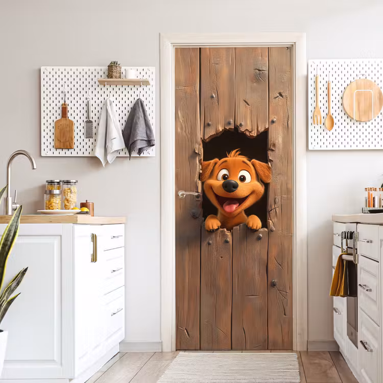 Hond - Dieren - Animatie - Hout - Modern deurposter klein -sfeer5