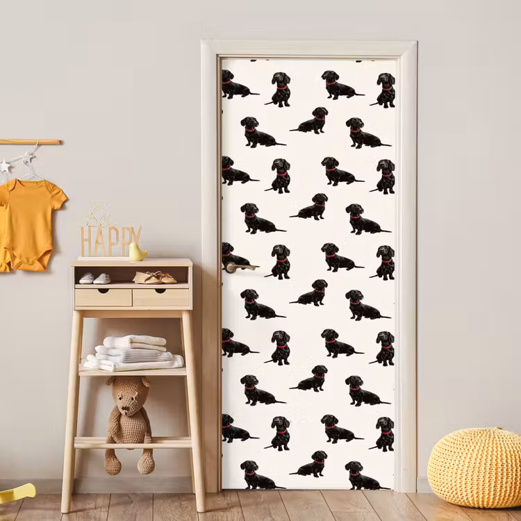 Hond - Patroon - Zwart deurposter klein 289 -sfeer4
