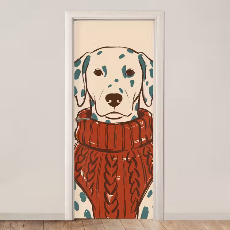 Hond - Trui - Winter - Dieren - Rood deurposter klein -3d_beige