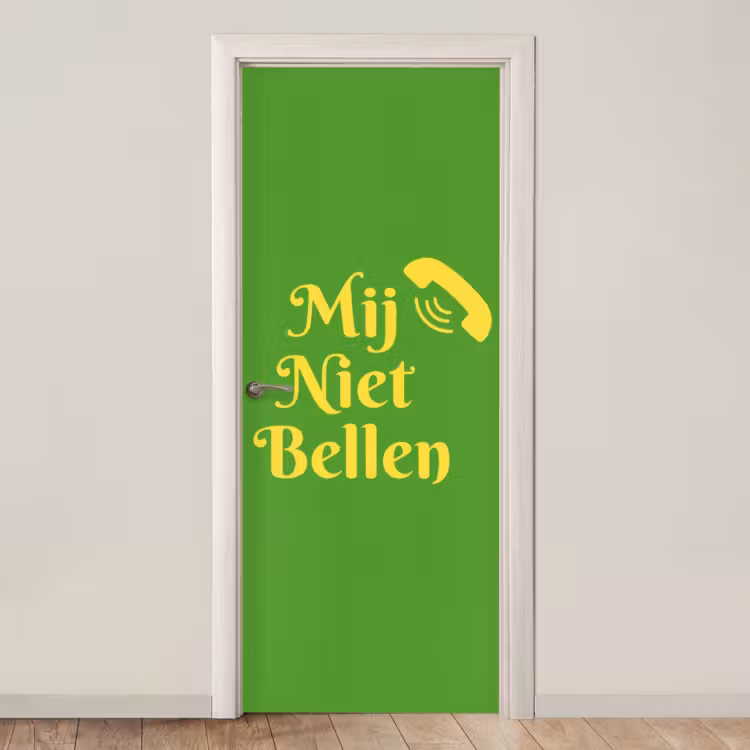 Mij niet bellen - Telefoon - Groen deurposter klein -3d_beige