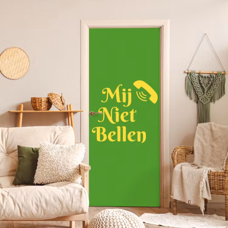 Mij niet bellen - Telefoon - Groen deurposter klein -sfeer2