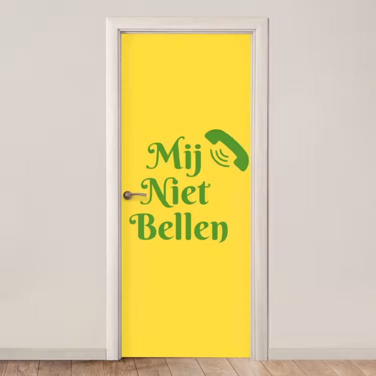 Mij niet bellen - Telefoon - Geel deurposter klein -3d_beige