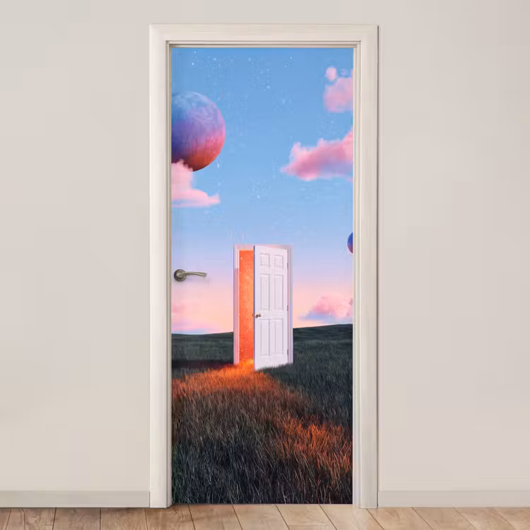 Door sticker - Door - Fantasy - Space - Deur - Fantasie - Ruimte deurposter klein