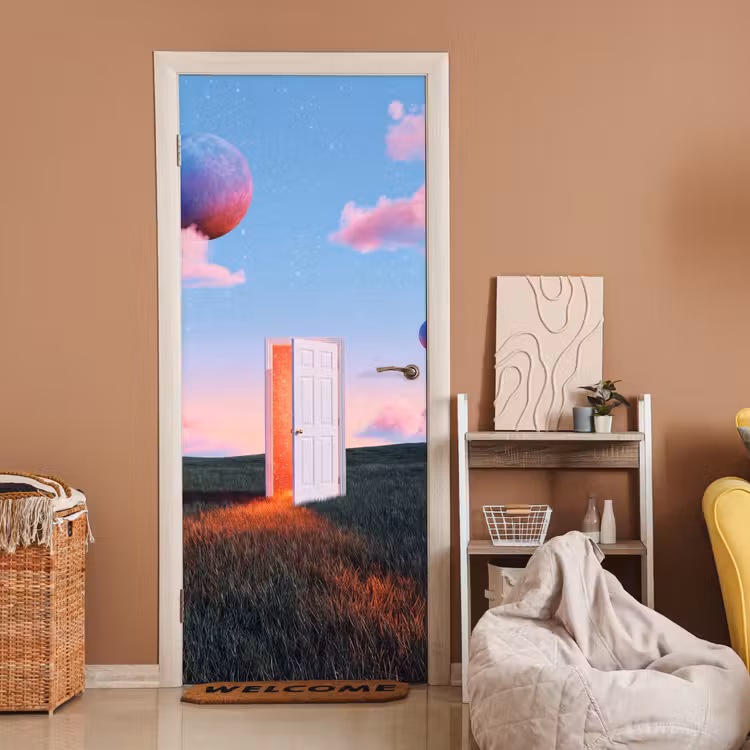 Door sticker - Door - Fantasy - Space - Deur - Fantasie - Ruimte deurposter klein