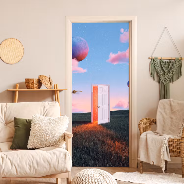 Door sticker - Door - Fantasy - Space - Deur - Fantasie - Ruimte deurposter klein