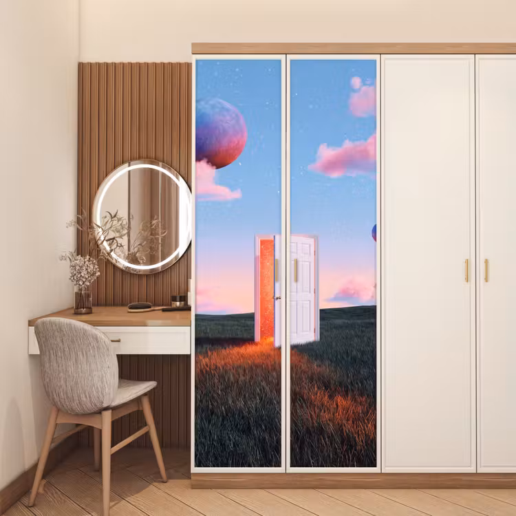 Door sticker - Door - Fantasy - Space - Deur - Fantasie - Ruimte deurposter klein