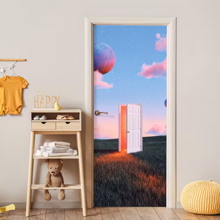 Door sticker - Door - Fantasy - Space - Deur - Fantasie - Ruimte deurposter klein