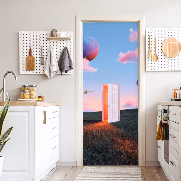 Door sticker - Door - Fantasy - Space - Deur - Fantasie - Ruimte deurposter klein