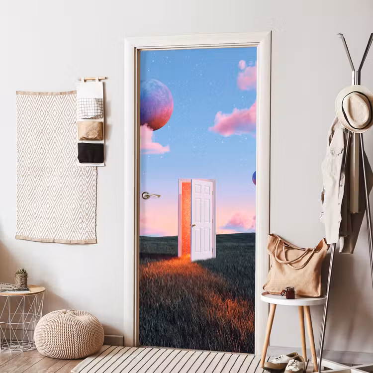 Door sticker - Door - Fantasy - Space - Deur - Fantasie - Ruimte deurposter klein
