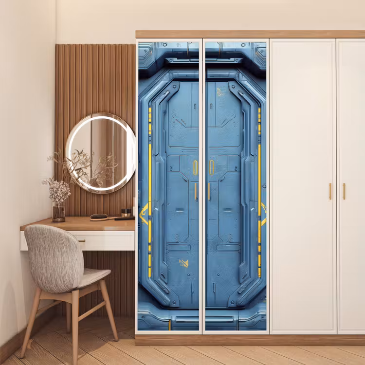 Deur - Futuristisch - Blauw deurposter klein -sfeer3