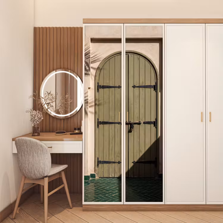 Deur - Hout - Architectuur - Groen - Rustiek deurposter klein -sfeer3
