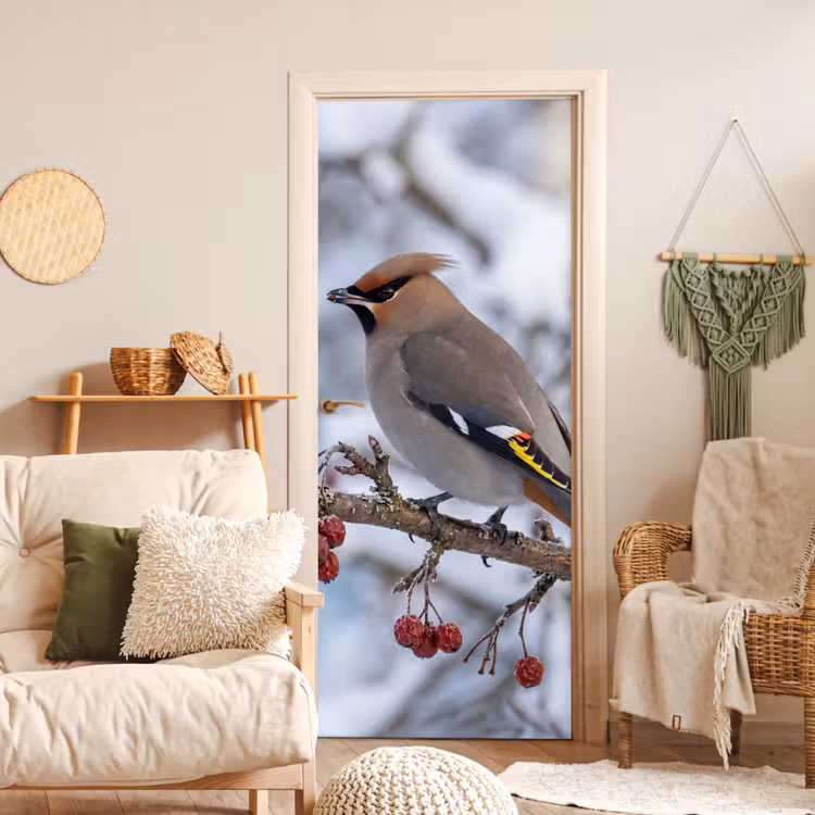 Pestvogel - Bessen - Winter - Natuur deurposter klein -sfeer2