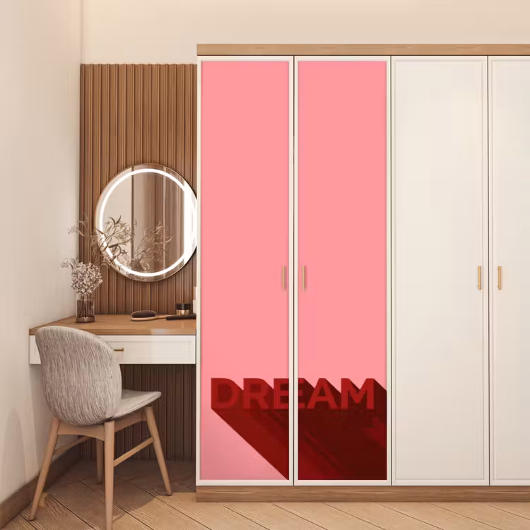 Dream - 3D - Rood - Roze deurposter klein -sfeer3