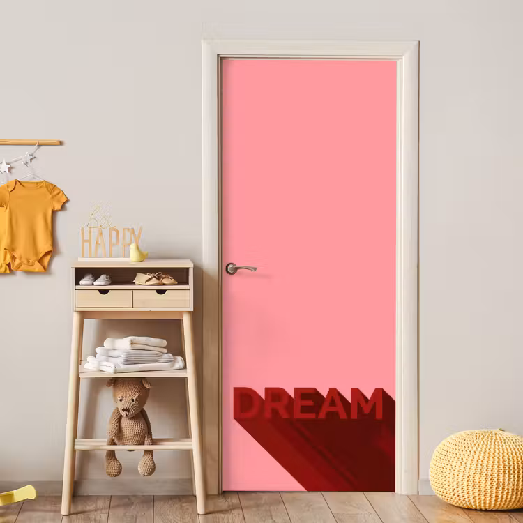 Dream - 3D - Rood - Roze deurposter klein -sfeer4
