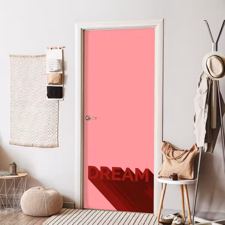 Dream - 3D - Rood - Roze deurposter klein -sfeer6