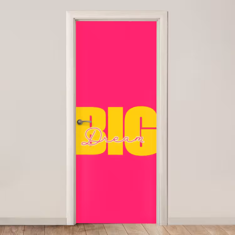 Dream big - Roze - Geel - Minimalistisch deurposter klein -3d_beige
